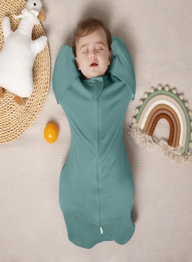 MEXXI Swaddle Baby Sleep Sack With Arms Up, 2 Pack Baby Transitional Swaddle with Double Zipper,100% Organic Cotton Swaddles for Newborns 0.5 TOG (Brown+Sage Green, 0-3 Months) - Image 5